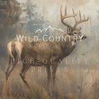 A deer standing in a field with mountains in the background.