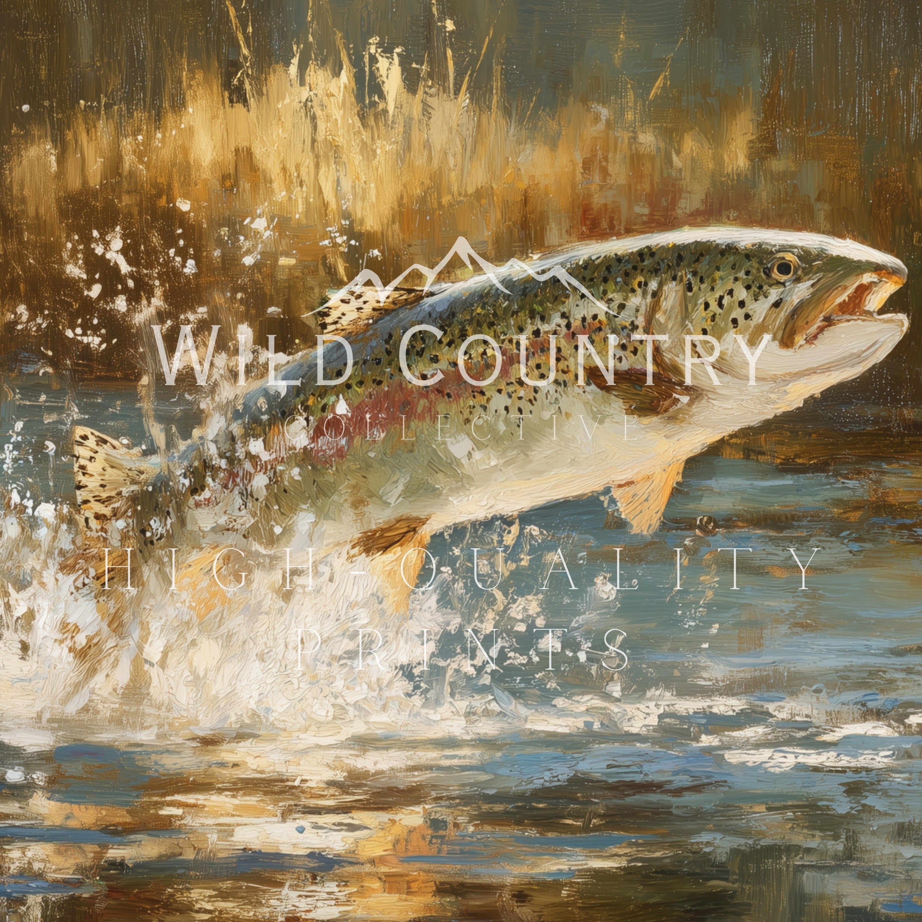 a fish jumping out of the water, with splashing water around it.